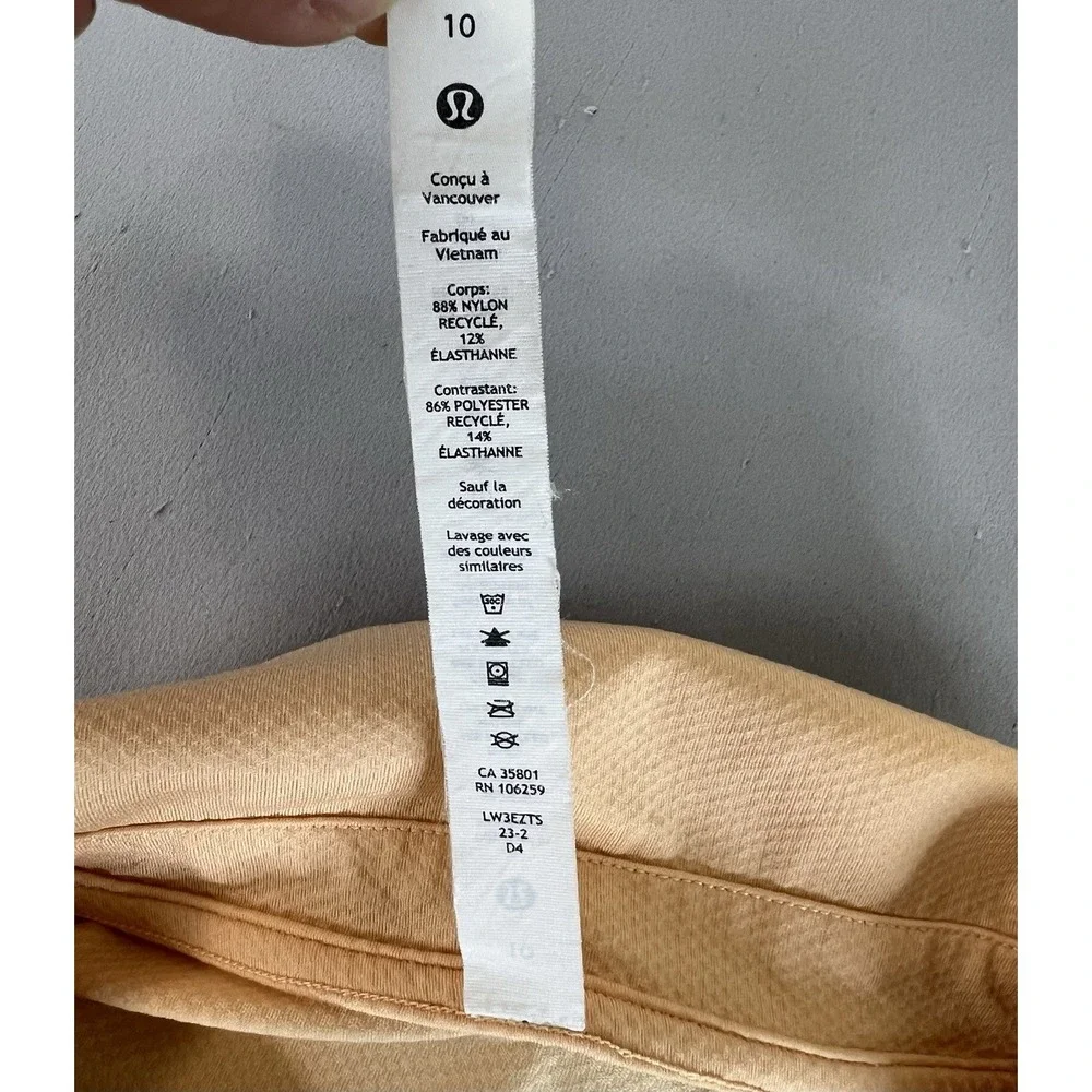 Lululemon Quick Drying Short Sleeve‎ Polo SUMG Orange Size 10